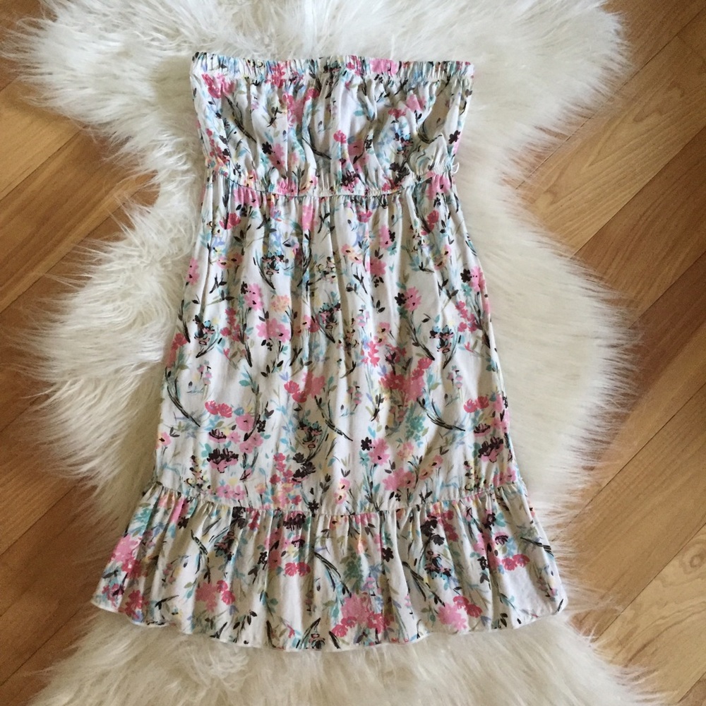 Strapless Floral Dress